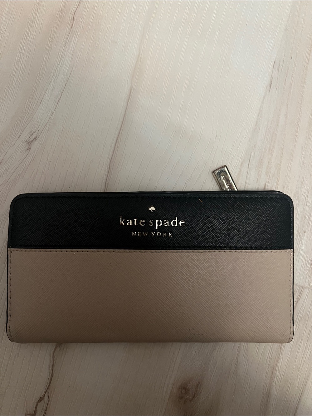 kate spade Two-Tone Black and Taupe Zip-Around Wallet